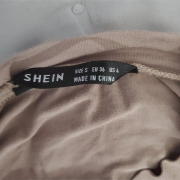 Sandy beige/light ash brown Mock Neck Cropped Long Sleeve top - Picture 5 of 6